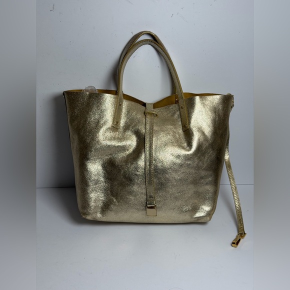 Tiffany & Co. Handbags - Tiffany & Co. Reversible Tote Bag Metallic Gold Leather/Mustard Suede